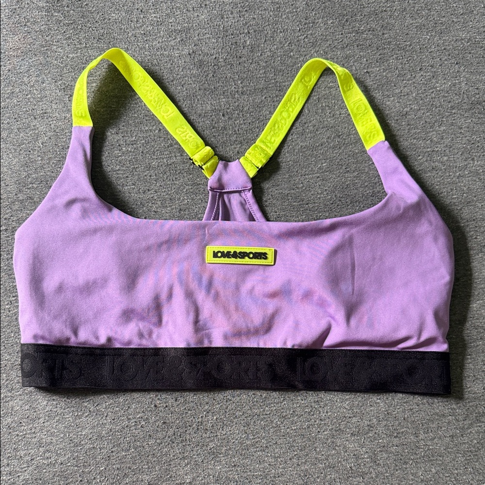 Purple and Neon Yellow Sports Bra